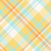 Mixed check tartan seamless, oktoberfest plaid pattern fabric. Textured textile texture background in amber and sea shell colors. vector