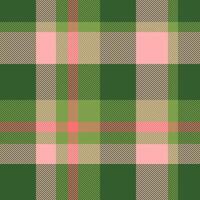 Christmas card tartan plaid fabric, finish seamless textile background. Pretty texture check pattern in green and red colors. vector