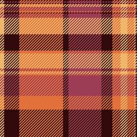 Rectangle seamless fabric, outfit plaid pattern check. Creation texture background tartan textile in orange and dark colors. vector