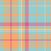 Hobby plaid pattern tartan, africa background seamless fabric. Italian texture check textile in cyan and orange colors. vector