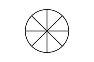 Round graphic fraction circle shape element. Geometric diagram division section icon. vector