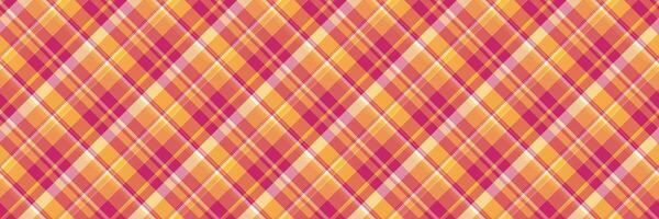 Fibrous pattern texture tartan, t-shirt fabric background check. Style textile plaid seamless in red and orange colors. vector