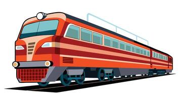An illustration of a train on the tracks vector