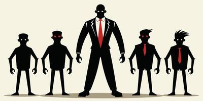 A group of people in suits standing in front of a man in a suit vector