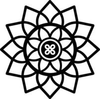 A black and white drawing of a flower with a circle in the center vector