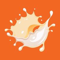 A splash of milk on an orange background vector