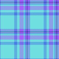 Floor plaid texture, duvet cover fabric check textile. Menswear tartan background pattern seamless in teal and violet colors. vector