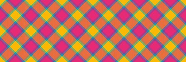 Random texture tartan textile, store check background seamless. Romantic plaid pattern fabric in bright and pink colors. vector
