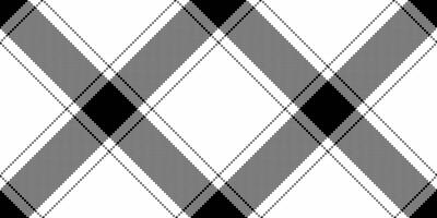 1940s plaid fabric seamless, uniform pattern check background. Product textile tartan texture in white and black colors. vector