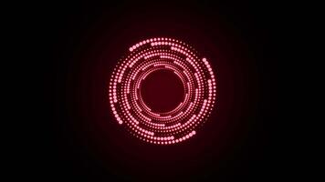 Glowing red light ring. Futuristic loading circles and dots animation. Red loading animation of progressing. Red neon lights. Transparent background with alpha channel video