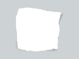 Torn edge paper illustration. Piece ripped blank with shadow. Rip white note vector