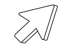 Hand drawn cute outline illustration of mouse cursor. Flat interface arrow line art doodle. Direction symbol. Social media icon or sticker. Tap or click. Computer pointer navigation. Isolated. vector