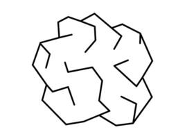 Hand drawn cute outline illustration of crumpled paper ball. Flat recycling trash or environmental pollution line art doodle. Creative process. Bad idea sticker, icon. Waste sorting. Isolated. vector