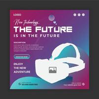 VR Future Technology Business Social Media Post square banner design template or New release vr playground promotion social media post template vector
