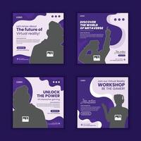 Metaverse four variation Virtual Reality Workshop social media Post Banner Design bundle vector