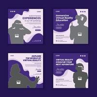 Metaverse virtual reality technology workshop social media post banner set template or vr game template bundle vector