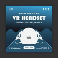 Virtual reality trend social media post template, future technology business web banner template vector