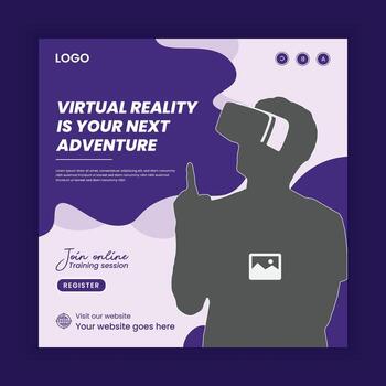 Square banner design virtual reality workshop technology business vector