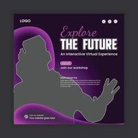 Virtual reality workshop announcement template vector