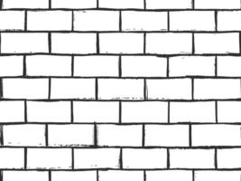 Seamless pattern of a brick wall. Drawn in a simple, black and white style with rough, textured lines vector
