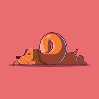 Long Dog Character relaxing. vector