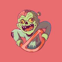 A Zombie Character coming out of a forbidden sign. vector