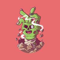 A Zombie Hand character coming out of the floor. vector