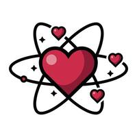 Cartoon Atom Heart with Orbiting Hearts Illustration vector