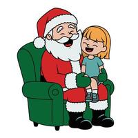 Santa Claus with Child Sitting on Lap Illustration vector