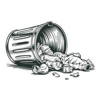 Overflowing Trash Can with Garbage Illustration vector