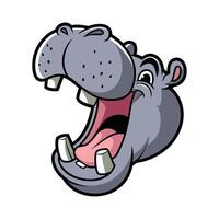 Cartoon hippo smiling with wide open mouth vector