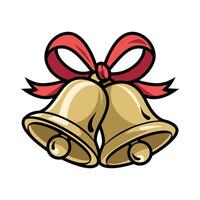 Golden Bells with Red Bow Illustration vector