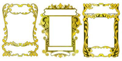 Frames with style Baroque ornament golden set. vector