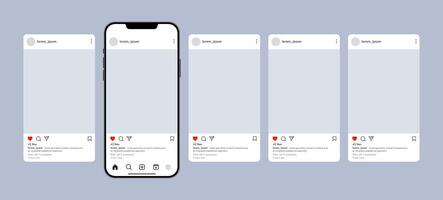 Social media posts layout mobile phone mockup template vector