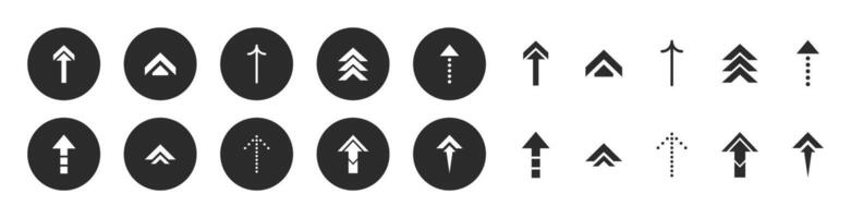 Round solid arrows icon collection illustration. Set of arrow cursor icons vector