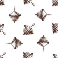 A hand-drawn ink seamless pattern of a vintage yula. Outline on a white background, vintage illustration. Vintage sketch element for labels, packaging and cards design. vector