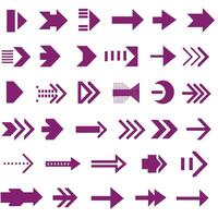Collection of Magenta arrow symbols icons on white background vector