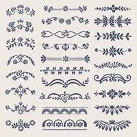 Set of vintage floral design elements vector