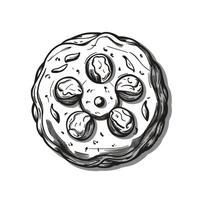 A black and white drawing of a cookie vector