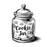Cookie jar with cookies and the word cookie jar vector