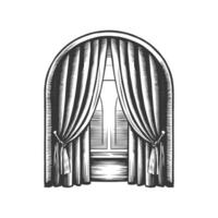 An illustration of a window with curtains vector