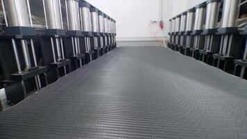 Fully automated stage of the production of a metal mesh frame for ceilings and walls. video