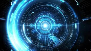 futurista digital interface com brilhante azul luz e brilhando padrões, representando avançado tecnologia e inovação. video