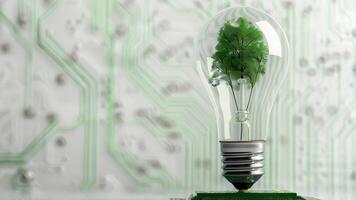 A light bulb containing a small tree symbolizing innovation, sustainability, and the fusion of nature with technology. video