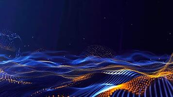 Dynamic wave patterns in blue and orange colors create a vibrant digital landscape full of energy and motion. video