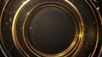 A shimmering gold circular frame with glittering particles, perfect for creating a luxurious and elegant visual display. video