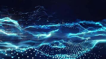 Abstract digital wave pattern with vibrant blue tones, representing technology, energy, and innovation in a stunning visual display. video