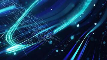 abstrakt Blau Hintergrund mit fließend Linien und glühend Partikel, Erstellen ein Sinn von Tiefe und Bewegung innerhalb Digital Kunst. video