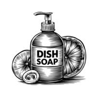 Dish soap and lemon with the word dish soap vector