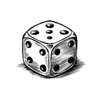 A black and white drawing of a dice vector